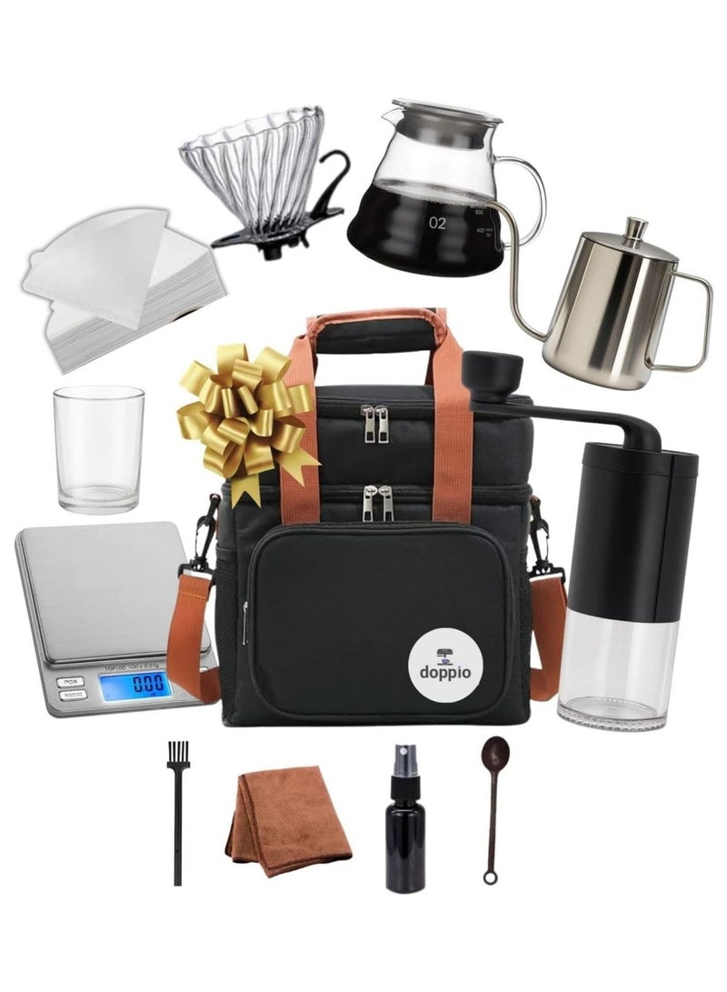 Doppio Complete 12-Piece V60 Pour Over Coffee Set – With Travel Bag - Image 1